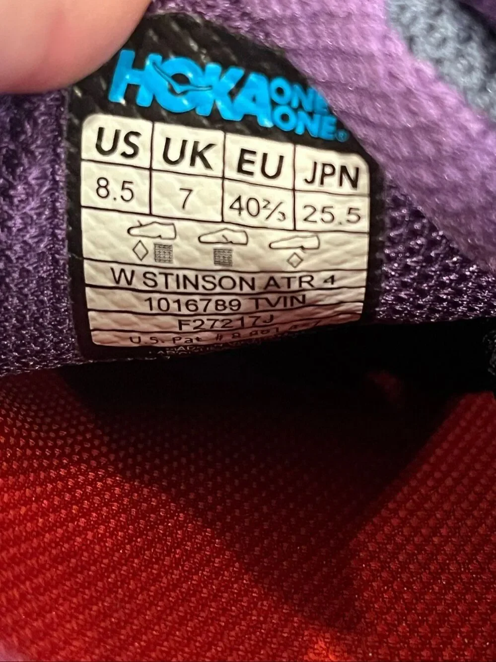 ⁠Hoka One One Stinson ATR 4 Trail Running Shoes Women's 8.5 Tradewinds Purple⁠
